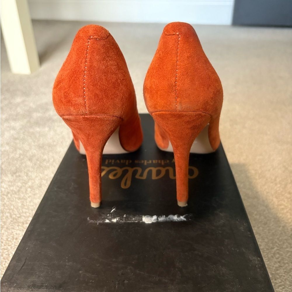 Charles David Suede Heels - Burnt Orange - Size 6 - Picture 3 of 5